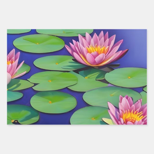 Charming Pink Water Lilies Inpakpapier Vel (Voorkant)