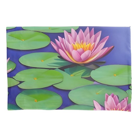 Charming Pink Water Lilies Kussensloop (Voorkant-Links)