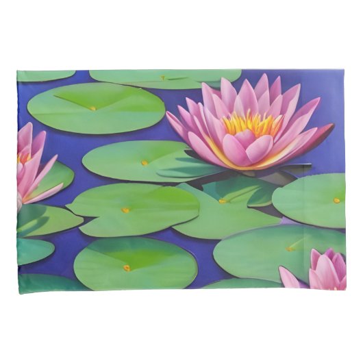Charming Pink Water Lilies Kussensloop (Voorkant-Rechts)