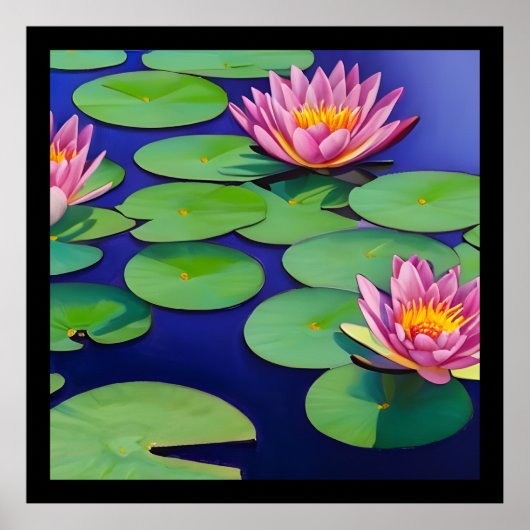 Charming Pink Water Lilies Poster (Voorkant)