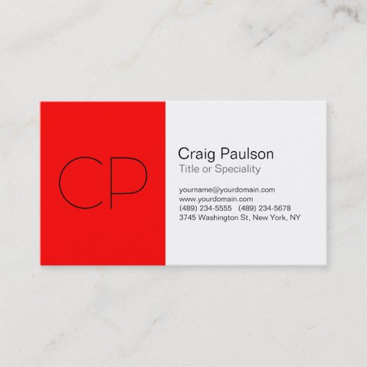 Charming Red Black White Monogram Visitekaartje (Voorkant)