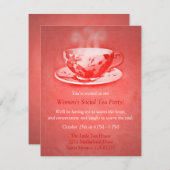 Charming Red Tea Party Invitation (Devant / Derrière)