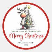 Charming reindeer funny whimsical Xmas sticker (Devant)
