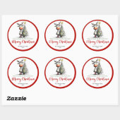 Charming reindeer funny whimsical Xmas sticker (Feuille)