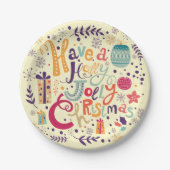 Charming Retro Holly Jolly-kersttekstontwerp Papieren Bordje (Voorkant)