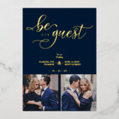 Charming Romantic Whimsy Script Navy Blue Folie Uitnodiging (Voorkant)