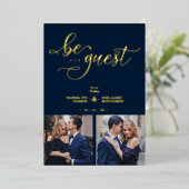 Charming Romantic Whimsy Script Navy Blue Folie Uitnodiging (Staand Voorkant)