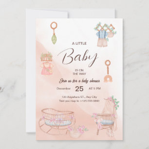 Charming Rose Aquarelle Baby shower Invitation