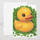 Charming Rubber Duck with Clovers Invitation (Devant / Derrière)