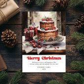 Charming rustic Christmas scene bold typographic Feestdagenkaart