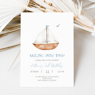 Charming Sailboat 2e Anniversaire Fête Invitation