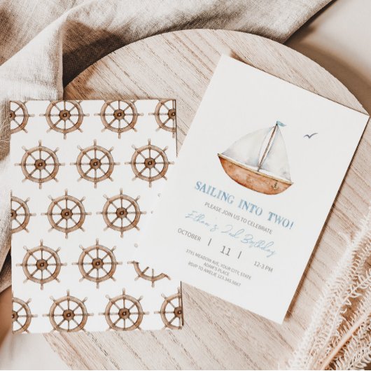 Charming Sailboat 2e Anniversaire Fête Invitation