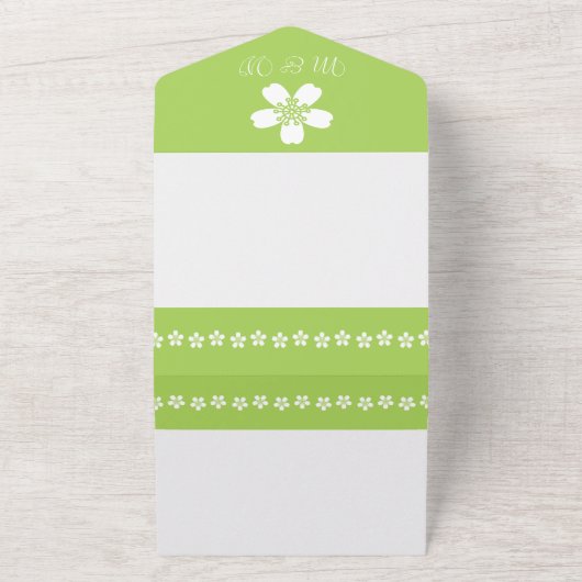 Charming Sakura in Peridot All In One Uitnodiging (Buitenkant)