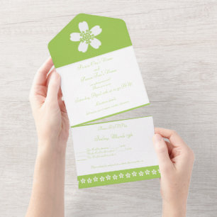 Charming Sakura in Peridot All In One Uitnodiging