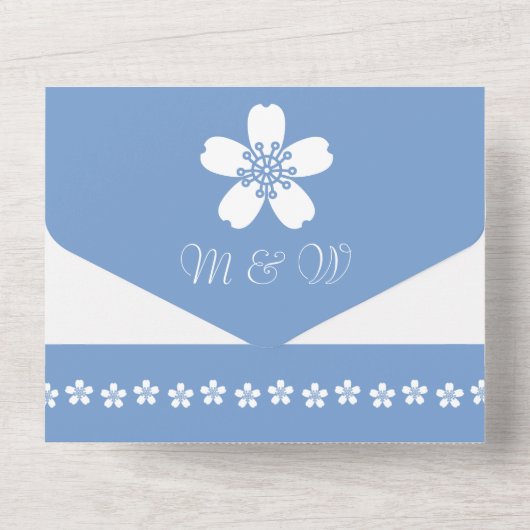 Charming Sakura in Periwinkle All In One Uitnodiging (Achterkant)