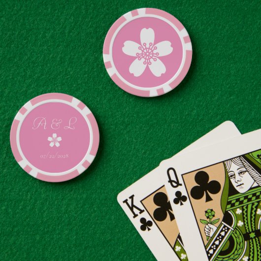 Charming Sakura in Petal Pink Poker Chips (Pokertafel (Dubbel))