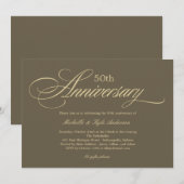 Charming Script Jubileum Uitnodiging - Goud (Voorkant / Achterkant)
