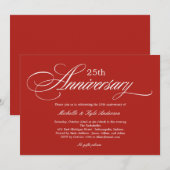 Charming Script Jubileum Uitnodiging - Rood (Voorkant / Achterkant)