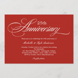 Charming Script Jubileum Uitnodiging - Rood