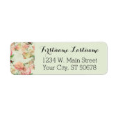 Charming Shabby Chic Pink Floral Rozen Art Patroon Etiket (Voorkant)