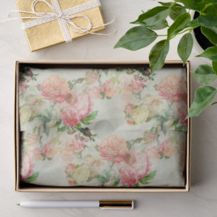 Charming Shabby Chic Pink Floral Rozen Art Patroon Tissuepapier