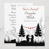 Charming Silhouette Mountain Beer Couple Wedding Kaart (Voorkant / Achterkant)