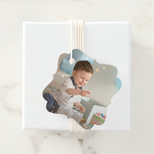Charming Simple Boy Foto Birthday Bedankt Bedankjes Labels (In situ)