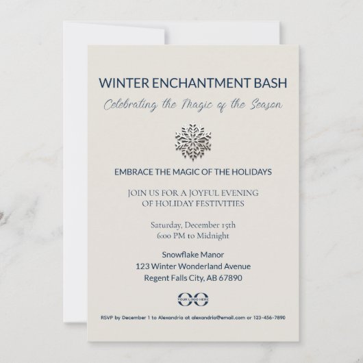 Charming Snowflake Fête Invitation (Devant)