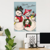 Charming Snowmen Couple Poster (Thuiskantoor)