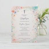 Charming Soft Botanical Floral Frame Baptism Kaart (Staand voorkant)