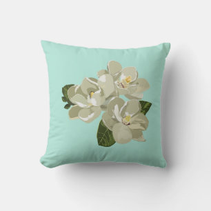 Charming Southern Magnolia Aqua Pillow Kussen