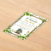 Charming Spring Clover & Gnome  Acryl Uitnodigingen (Laagn)