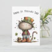 Charming St. Patrick’s Day Cat & Pot of Gold Flat Kaart (Staand voorkant)