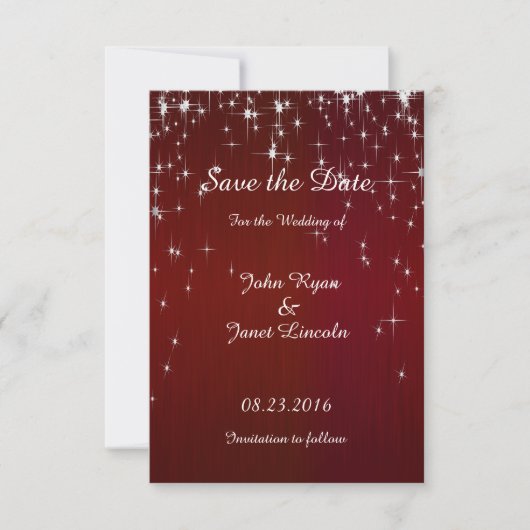 Charming Star Struck Wedding | Burgundy Red Save The Date (Voorkant)