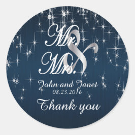 Charming Star Struck Wedding in Navy Blue Ronde Sticker