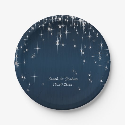 Charming Star Struck Wedding | Navy Blue Papieren Bordje (Voorkant)