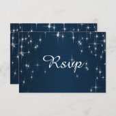 Charming Star Struck Wedding | Navy Blue RSVP Kaartje (Voorkant / Achterkant)