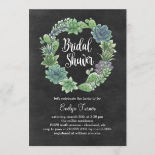 Charming Succulents Bridal Shower Invitation Kaart
