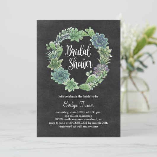 Charming Succulents Nuptiale Douche Invitation (Debout devant)
