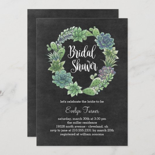 Charming Succulents Nuptiale Douche Invitation (Devant / Derrière)