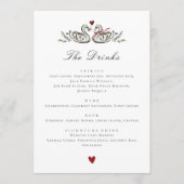 Charming Swan Pair Love Wedding drinks Menu Card (Voorkant)