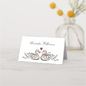 Charming Swan Pair Wedding Place Cards (Voorkant)