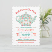 Charming Teapot Bridal Shower Invitation Kaart (Staand voorkant)
