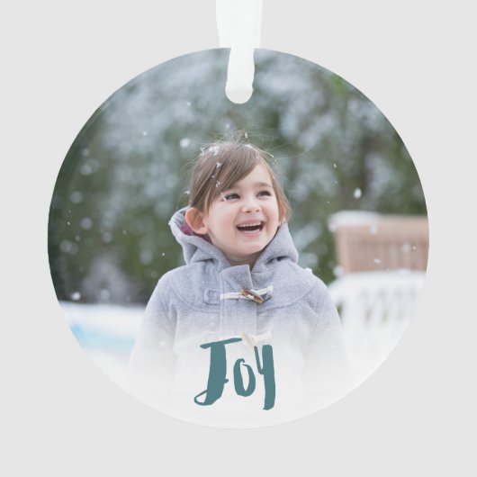 Charming Trendy Joy Blue Green Holiday Foto Ornament (achterkant)