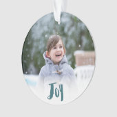 Charming Trendy Joy Blue Green Holiday Foto Ornament (voorkant)