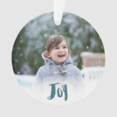 Charming Trendy Joy Blue Green Holiday Foto Ornament (voorkant)