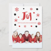 Charming Trendy Joy Red Holiday Foto Feestdagenkaart (Voorkant)