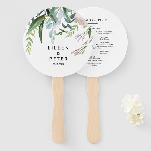 Charming Tropical Floral and Greenery Wedding Handwaaier (Voorkant en achterkant)