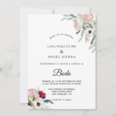 Charming Tropical Floral Greenery Spain Wedding Kaart (Voorkant)