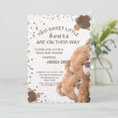 Charming Twin Bears Baby Invitation (Debout devant)